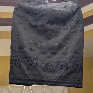 N Company Chic Black Floral Bided Embroidered Pencil Skirt